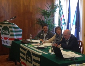 Il segretario regionale della Cisl Giovanni Fania ed i membri della segreteria Alto Friuli