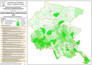 Mappa delle Unioni Territoriali Intercomunali (UTI) del FVG