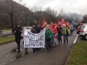 Il corteo dei lavoratori Coopca in occasione dello sciopero di marzo