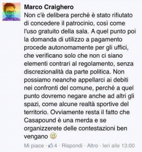 Il post "incriminato"
