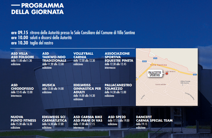 programma palazzetto villa santina