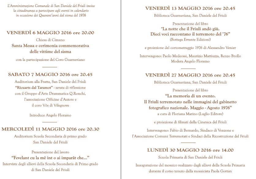 programma terremoto san daniele