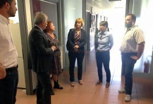 Debora Serracchiani (Presidente Regione Friuli Venezia Giulia) visita gli uffici della Dogana e dell'Autoporto, con Isabella De Monte (Parlamentare europea), Cristiano Shaurli (Assessore regionale Risorse agricole e forestali) e Ivan Buzzi (Sindaco Pontebba) - Pontebba 02/08/2016