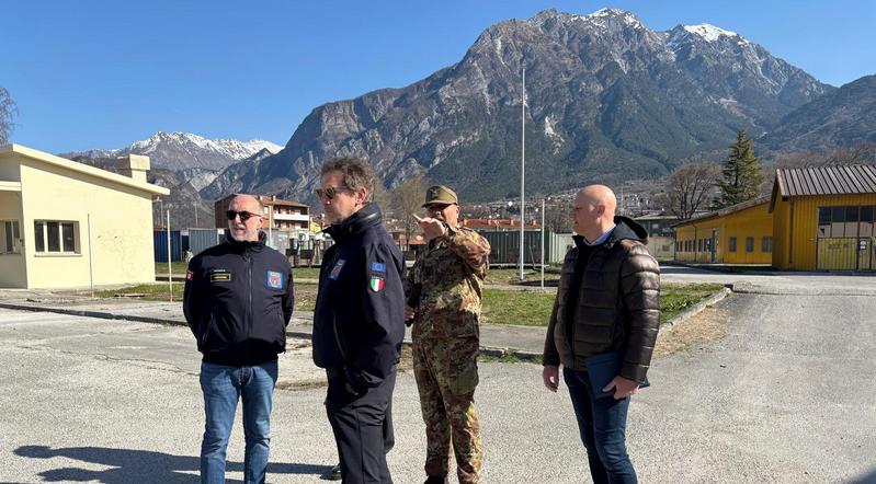 Eventi 50° Terremoto, sopralluogo alla caserma Goi-Pantanali di Gemona