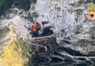 Cane bloccato sulla sponda rocciosa del fiume salvato dai Vigili del Fuoco
