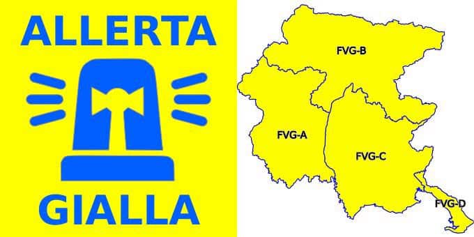 Temporali forti e piogge intense, allerta gialla in tutto il Friuli Venezia Giulia