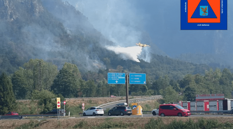 Incendio sull’Amariana ancora attivo: Canadair, quattro elicotteri e Vigili del fuoco in azione
