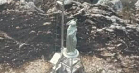 La Madonna dell’Amariana resiste alle fiamme: intatta nel cuore della montagna bruciata