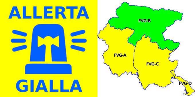 Temporali forti e piogge intense, scatta l’allerta gialla in Friuli Venezia Giulia